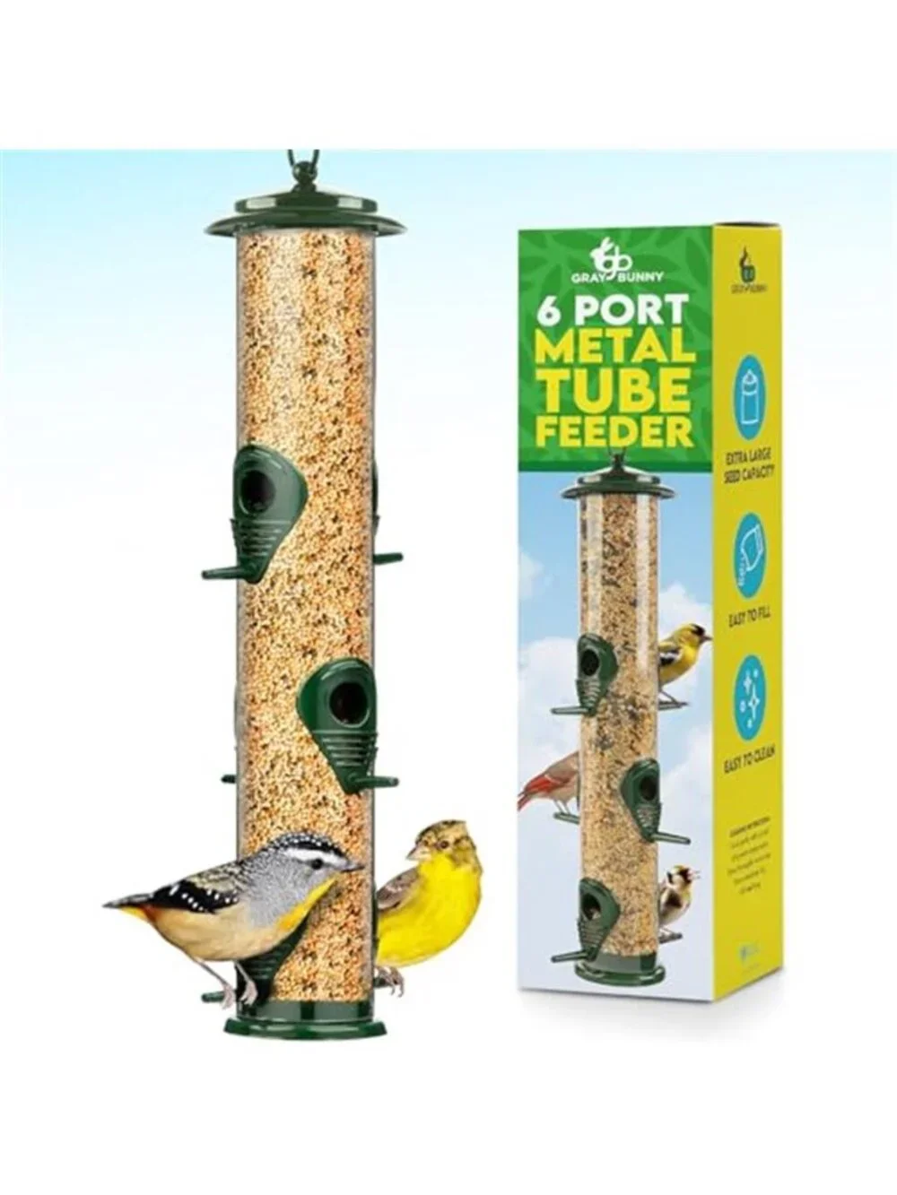 Bird Feeders for Outdoors (Green) Squirrel Proof Hanging Bird Feeder with Hanger